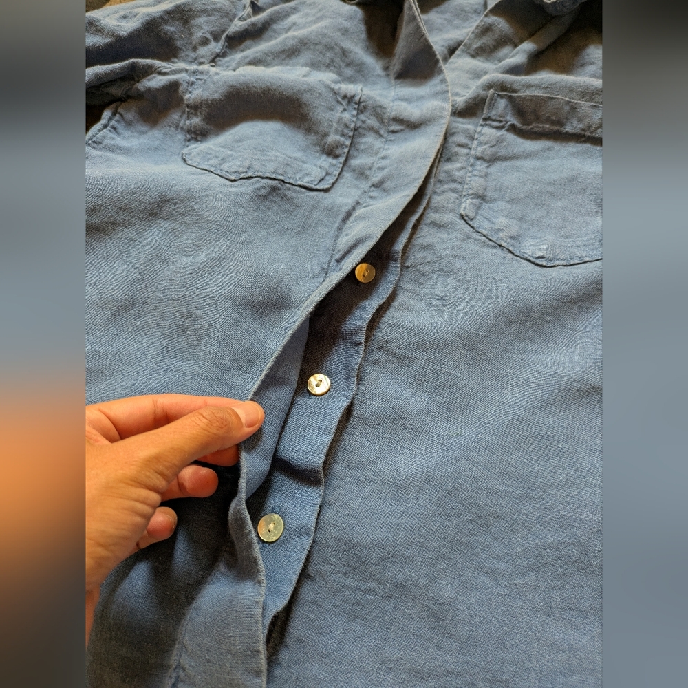 Linen Blue Button Down, S - Picture 12 of 14